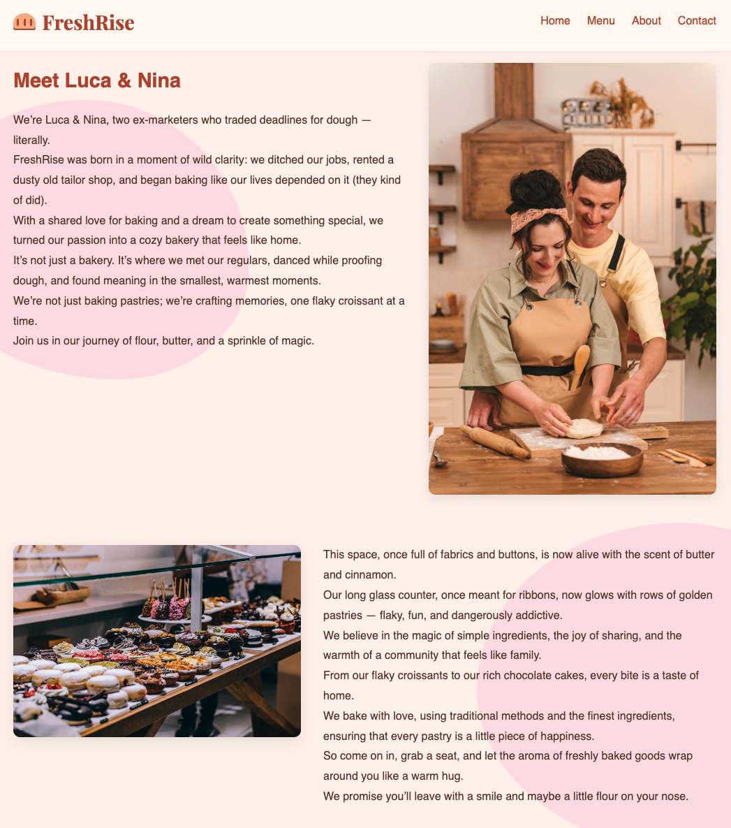 Bakery Website - About